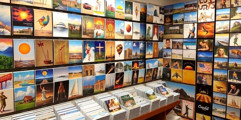 Eindrucksvolle Kunstpostkarten in einem Museumsshop